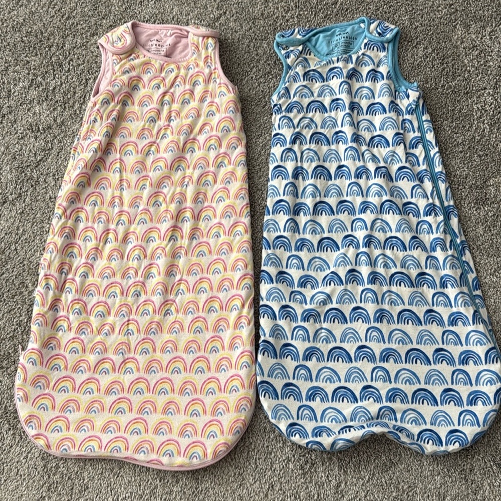 Pastel Rainbow Little Sleepies Baby Sleep Sack (not blue) 0-6 mo